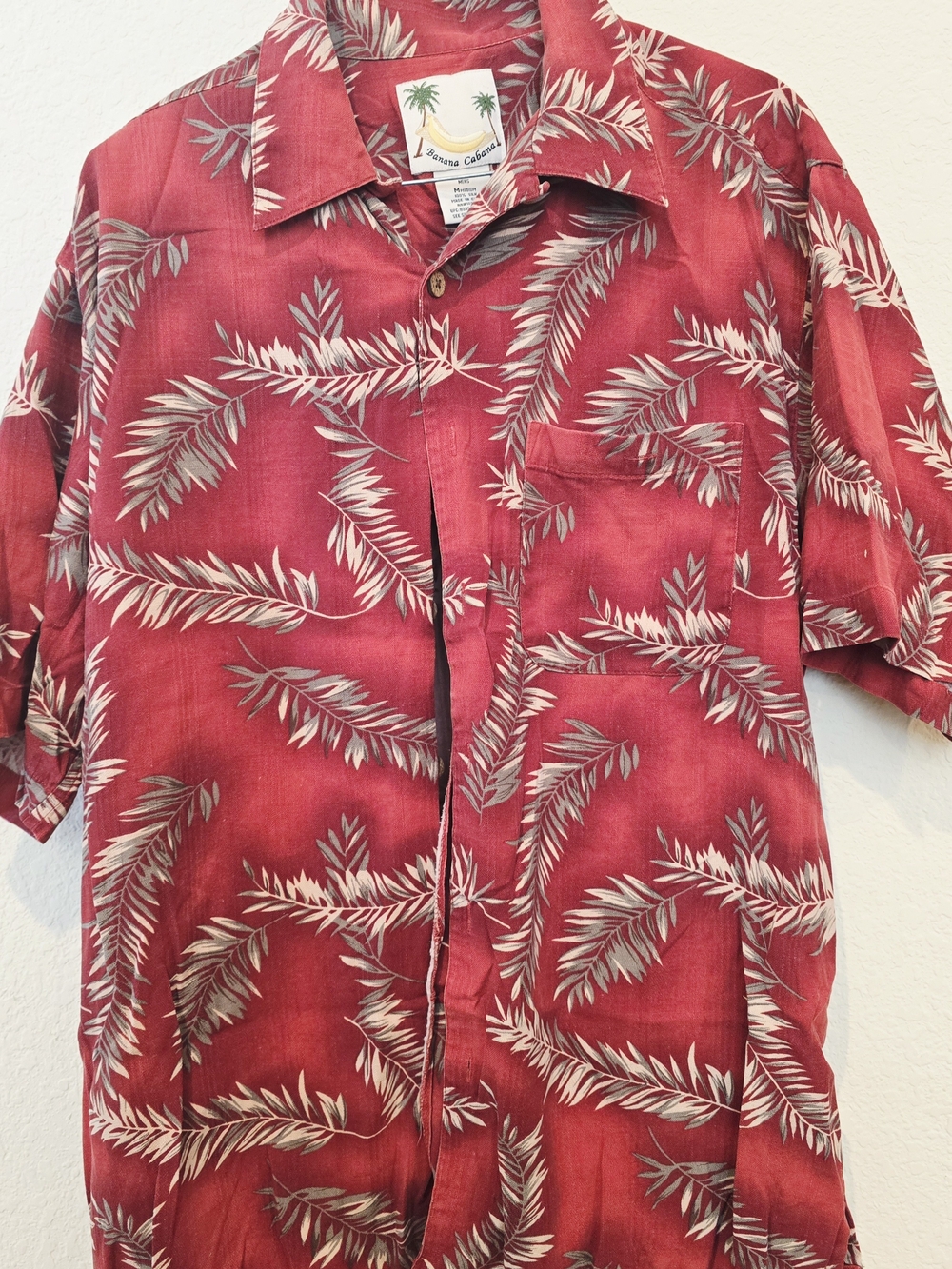 Bannana Cabana Red Palm-Leaf Camp Shirt